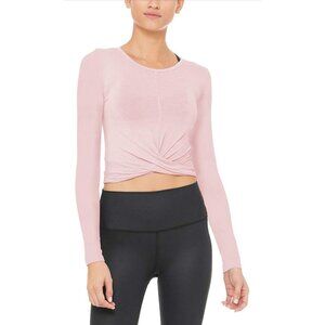 🌸3/$15🌸Long Sleeve Pink Twisted Front Crop Top Large Athletic Wear